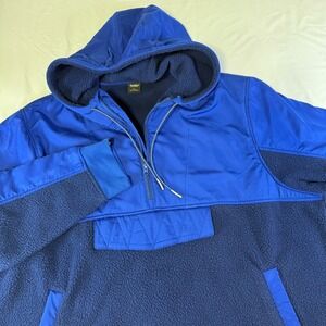 Bonobos Fielder Mixed Media Fleece Pullover Hoodie Blue Men's Size XXL